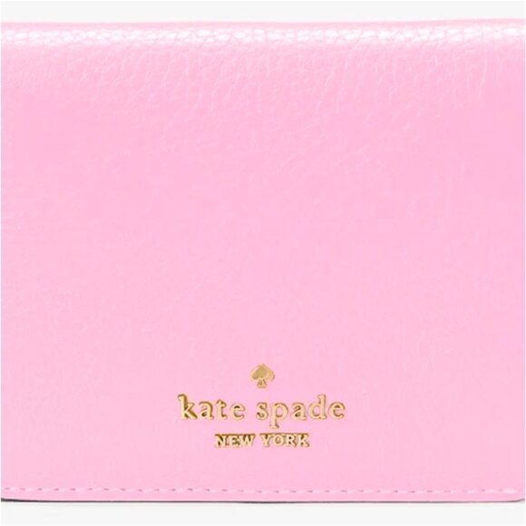 S Kate Spade Lena Small Bifold Wallet Pink Pebbled Leather KH788 NWT $179 Retail - Picture 5 of 6